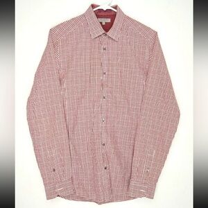 Ted Baker London Brown Plaid Long Sleeve Button Up Shirt Mens Size 2 Small EUC